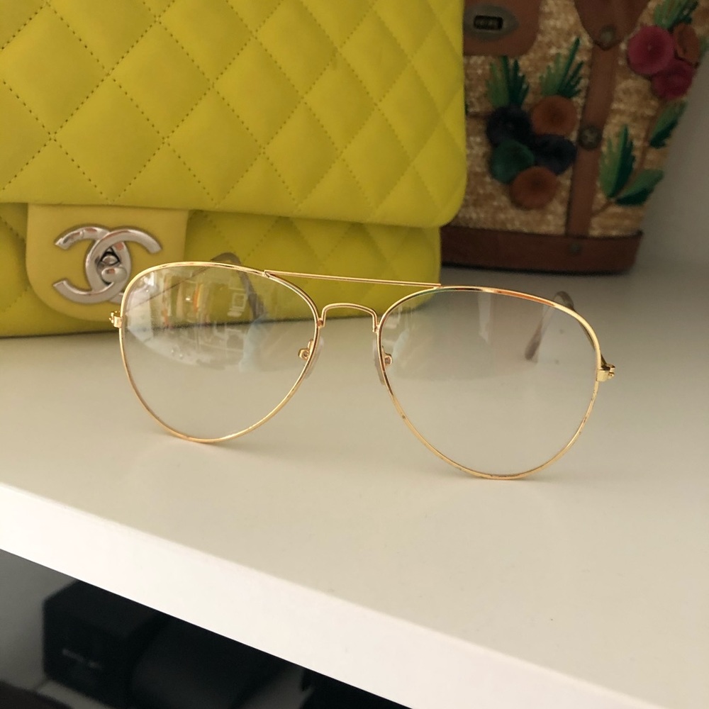 NWOT Gold Frame Aviator Clear Glasses.